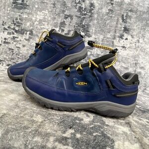 Keen Targhee Low Waterproof Hiking Shoes Big Kids Size 7 Blue Bungee Lace Trail